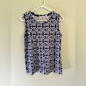 Athleta Breezy Bella Tank Top Womens M Blue Sleeveless Crew Neck Split Back